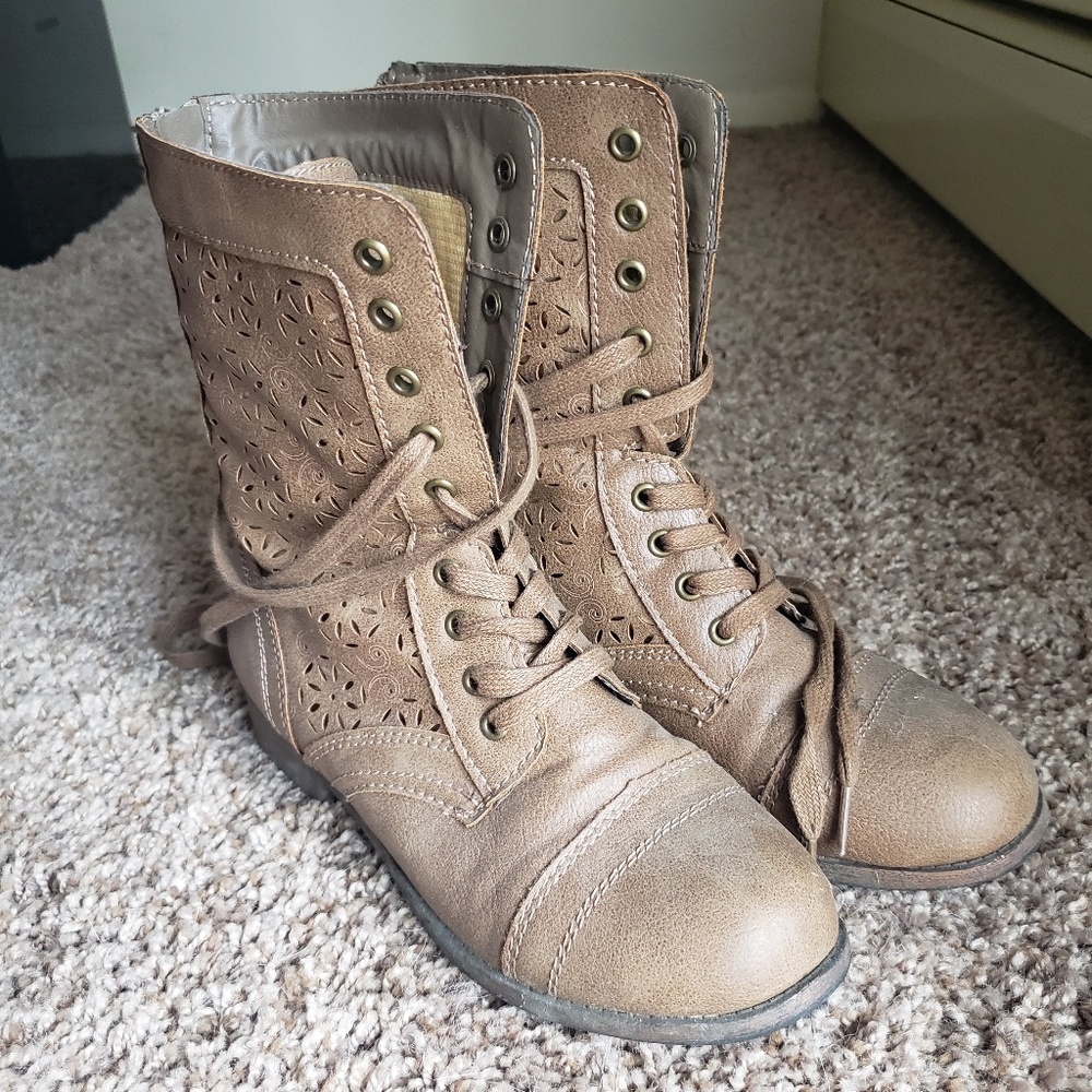 Light brown combat boots